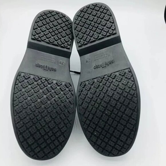 Safe T Step Shoes Mens Size 7 Wide Comfort Black Oxford Lace Up Derby Round Toe - Picture 9 of 9